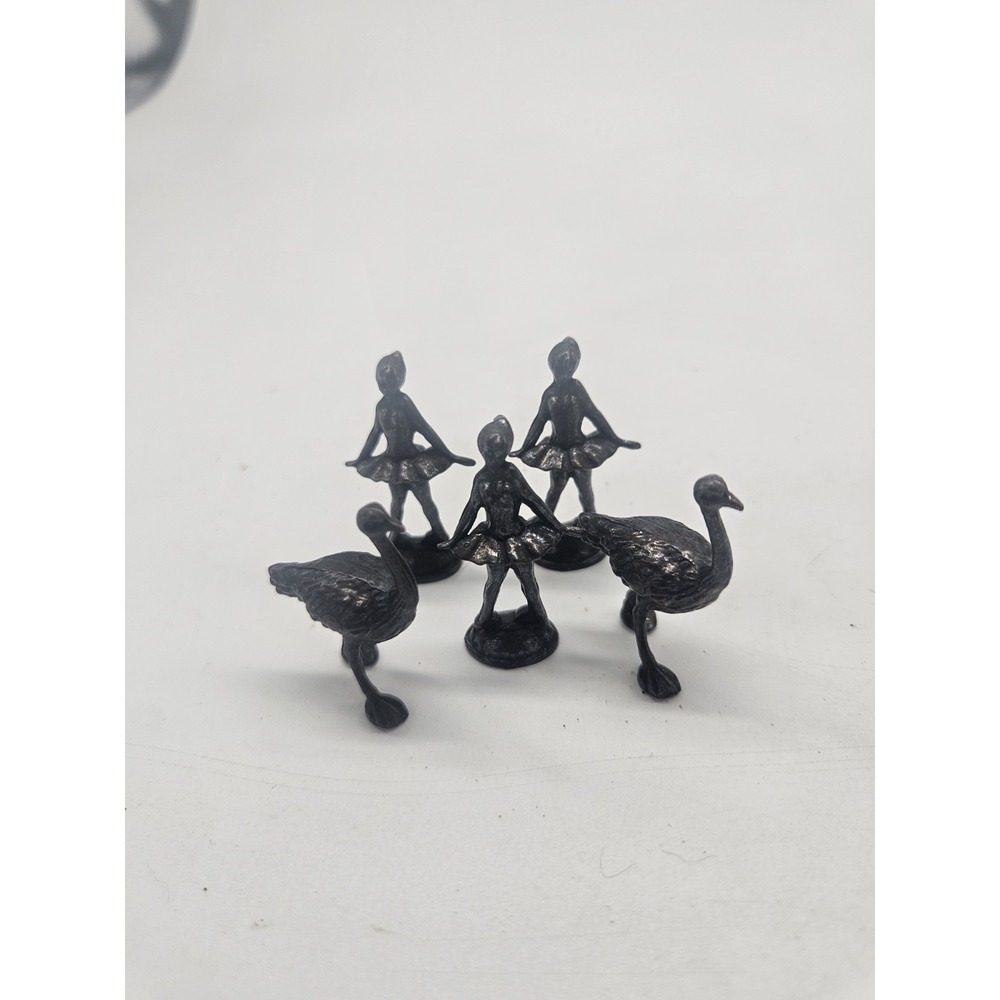 Lot Of 5 Kinder Surprise Metal Figures 3 Ballerinas 2 Ostrichs